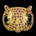 Ring owl 925 diopside garnet size 15 natural