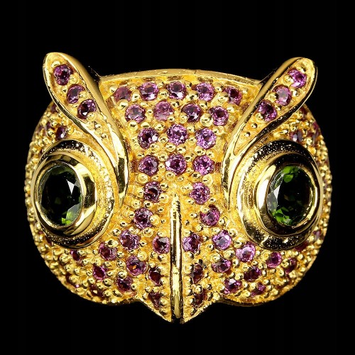 Ring owl 925 diopside garnet size 15 natural