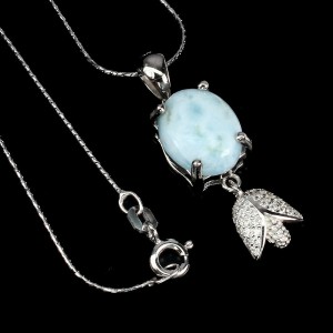 Silberkette mit natürlichen Larimar Zirkonia 29