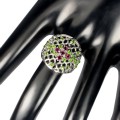 Ring silver diopsides 925, garnet size 17 3