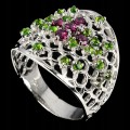 Ring silver diopsides 925, garnet size 17 3