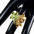 Ring 925 Citrin Blume Größe 16 Olivin Granaten