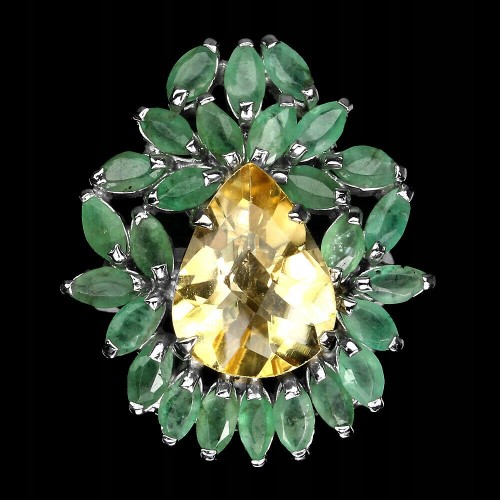 Natürlicher Ring Citrin Smaragde Größe 16 925