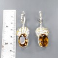 Künstlerische 925 Cognac Quarz Topas Ohrringe 4