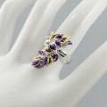 Künstlerischer Ring natürliche Amethyste Größe 14,5