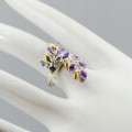 Künstlerischer Ring natürliche Amethyste Größe 14,5
