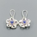 Künstlerische Saphir Ohrringe blaue Blumen 4