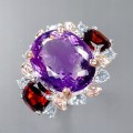 Ring 25 ct Amethyst Granat Topas Silber Größe 20