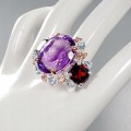 Ring 25 ct Amethyst Granat Topas Silber Größe 20