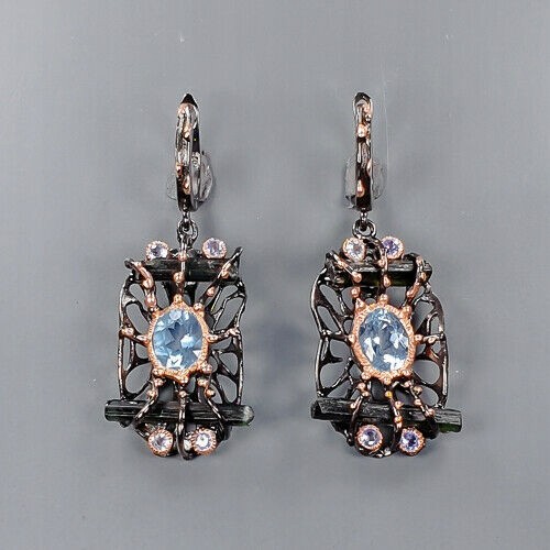 Künstlerische 4 Turmalin Topas Tansanit Ohrringe