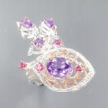 Künstlerischer Granat Amethyst Ring Größe 14