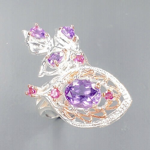 Künstlerischer Granat Amethyst Ring Größe 14