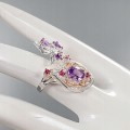 Künstlerischer Granat Amethyst Ring Größe 14