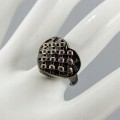 Künstlerischer Ring natürliche Amethyste Herz Größe 15
