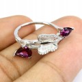 Ring natürliche Silber Granaten Schmetterling Größe 14,5