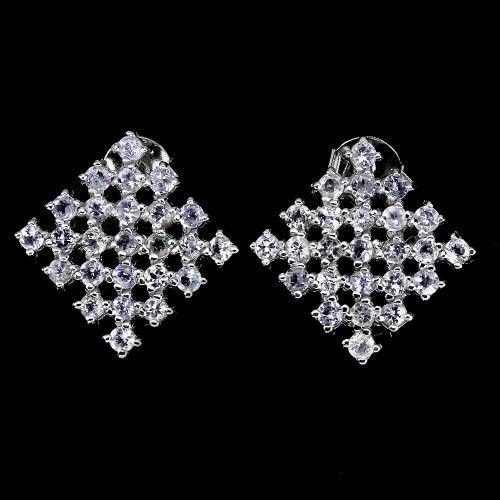 925 Silber natürliche Tansanit Ohrringe 4 zart