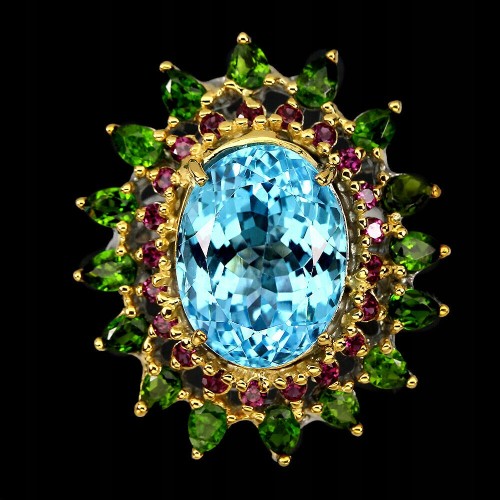 Silberring Granat Größe 21 17ct Topas Diopsid