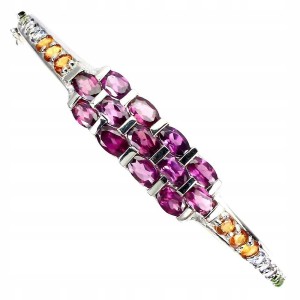 Silberarmband 925 Granate Diopsid Saphire