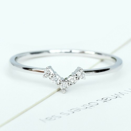 Ring Weißgold 10 Karat Diamanten 0,08 ct Größe 15