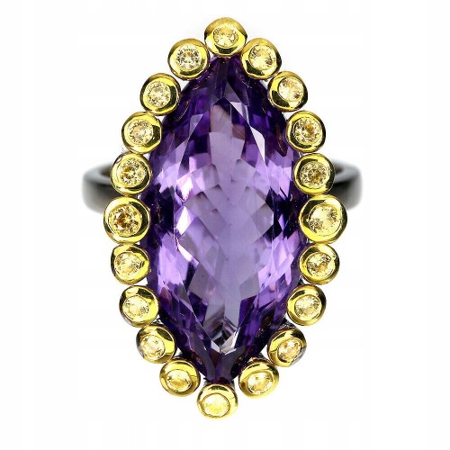 Amethyst Ring 14ct Songea Saphire Silber Größe 17