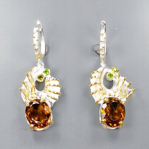 Artistic 925 Diopsid Cognac Quarz Ohrringe 4