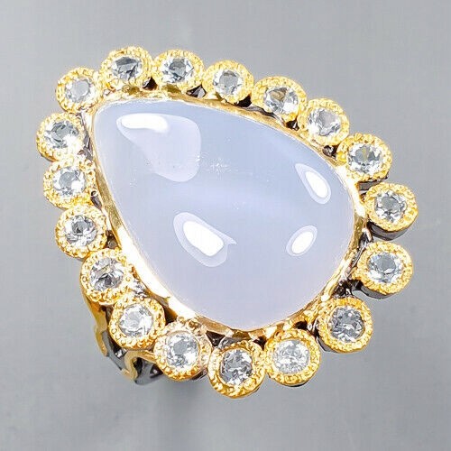 Künstlerischer Chalcedon Topas Ring Größe 19,5