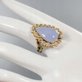 Künstlerischer Chalcedon Topas Ring Größe 19,5