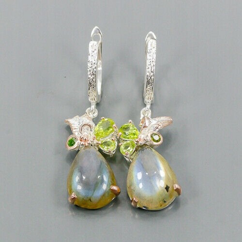 Künstlerische Olivin Ohrringe Diopsid Labradorite 4