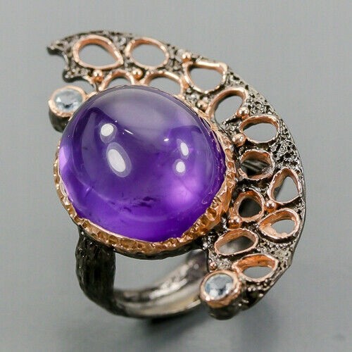 Künstlerischer Ring 20 Karat Amethyst Topas Größe 19