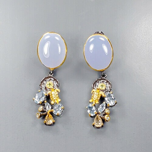 Künstlerische Ohrringe Chalcedon Citrin Schildkröte Topas 4