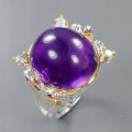 Künstlerischer Ring Amethyst Granat Größe 17 Topas