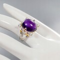 Künstlerischer Ring Amethyst Granat Größe 17 Topas