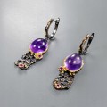 Kunstvolle Granat Amethyst Ohrringe 925 4