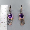 Kunstvolle Granat Amethyst Ohrringe 925 4
