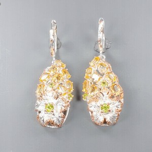 Künstlerische Olivin Ohrringe Citrin blume 4 925