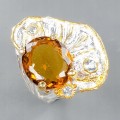 Künstlerischer Cognac Quarz Ring Größe 17 Topas