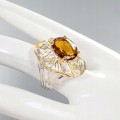 Künstlerischer Cognac Quarz Ring Größe 17 Topas