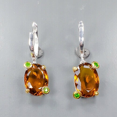 Künstlerische Silberohrringe Cognac Quarz 13ct 4