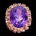Ring 18 Karat Amethyst Turmalin Sterlingsilber Größe 21