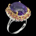Ring 18 Karat Amethyst Turmalin Sterlingsilber Größe 21