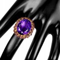 Ring 18 Karat Amethyst Turmalin Sterlingsilber Größe 21