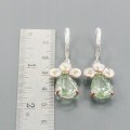 Künstlerische Silberohrringe 13 ct grüne Amethyste 4