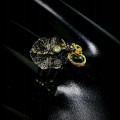 Künstlerischer schwarzer Opal Topas Ring Größe 15,5