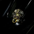 Künstlerischer schwarzer Opal Topas Ring Größe 15,5