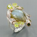 Kunst Ring Diopsid Labradorit Größe 18