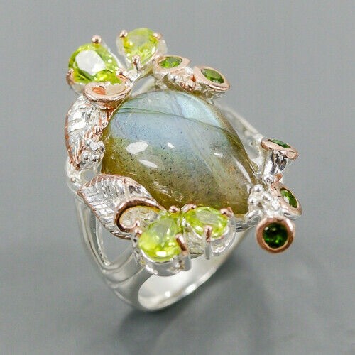 Kunst Ring Diopsid Labradorit Größe 18