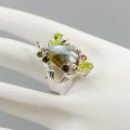 Kunst Ring Diopsid Labradorit Größe 18