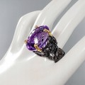 Natur Ring 41,49 ct Amethyst Größe 19,5 zertifiziert
