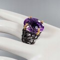 Natur Ring 41,49 ct Amethyst Größe 19,5 zertifiziert