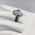 Künstlerischer Ring mit Chalcedon Topas 925 Größe 17,5